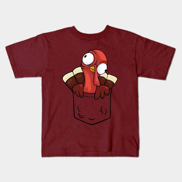 Funny Thanksgiving Turkey Pocket Kids T-Shirt by RCM Graphix